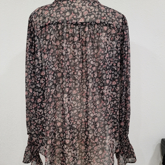 Festi Tissue Weight Chiffon Button Front Puff Sleeve SZ 1X - Picture 6 of 11